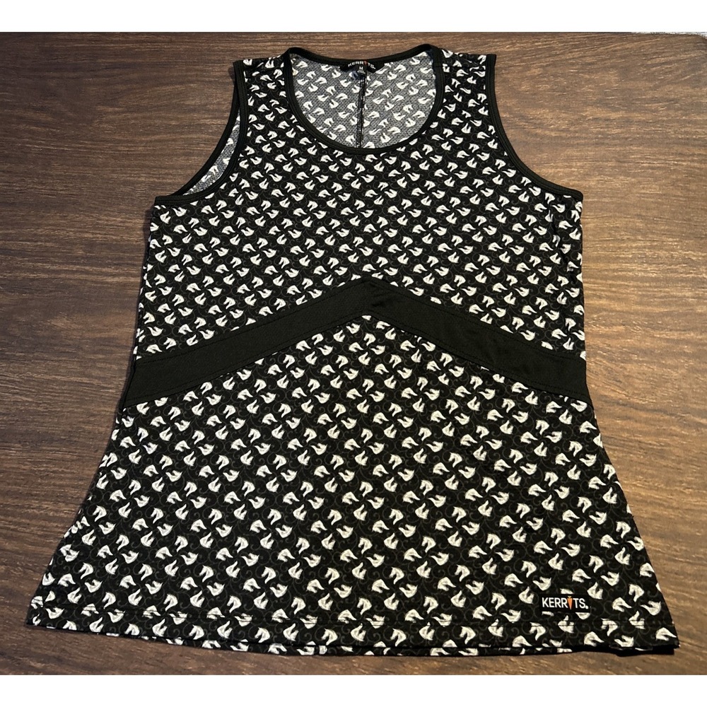 Kerrits Women's Size M Tank Top Black Horse Print Equestrian Riding Lightweight - Picture 1 of 7